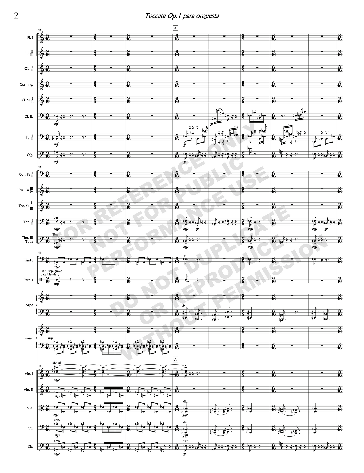 Tocatta Op. 1, for orchestra