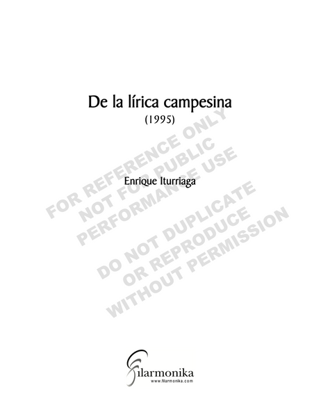 De la lírica campesina, for voice and ensemble