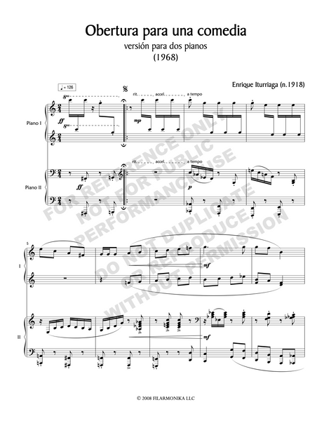 Obertura para una comedia, for two pianos