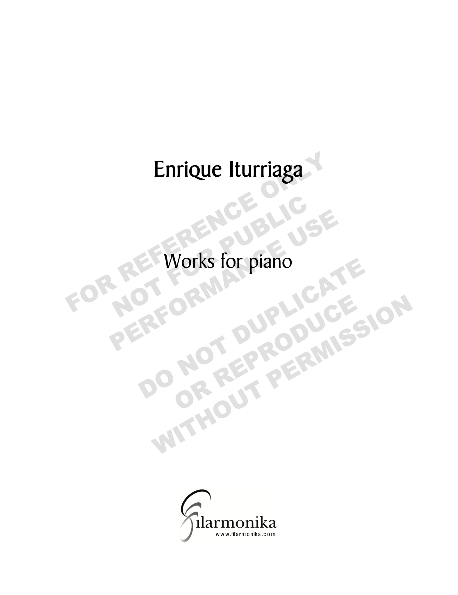 Works for piano (Pregón y danza, Tres piezas para piano, ensayos interválicos, Movimiento perpetuo)