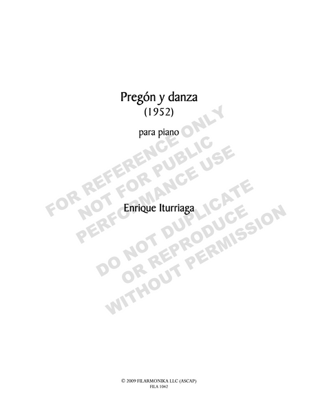 Works for piano (Pregón y danza, Tres piezas para piano, ensayos interválicos, Movimiento perpetuo)