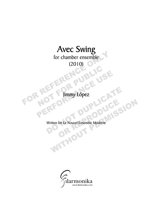 Avec Swing, for chamber orchestra