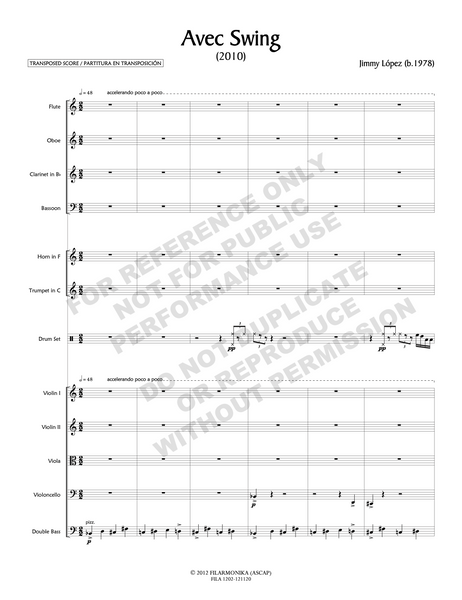 Avec Swing, for chamber orchestra