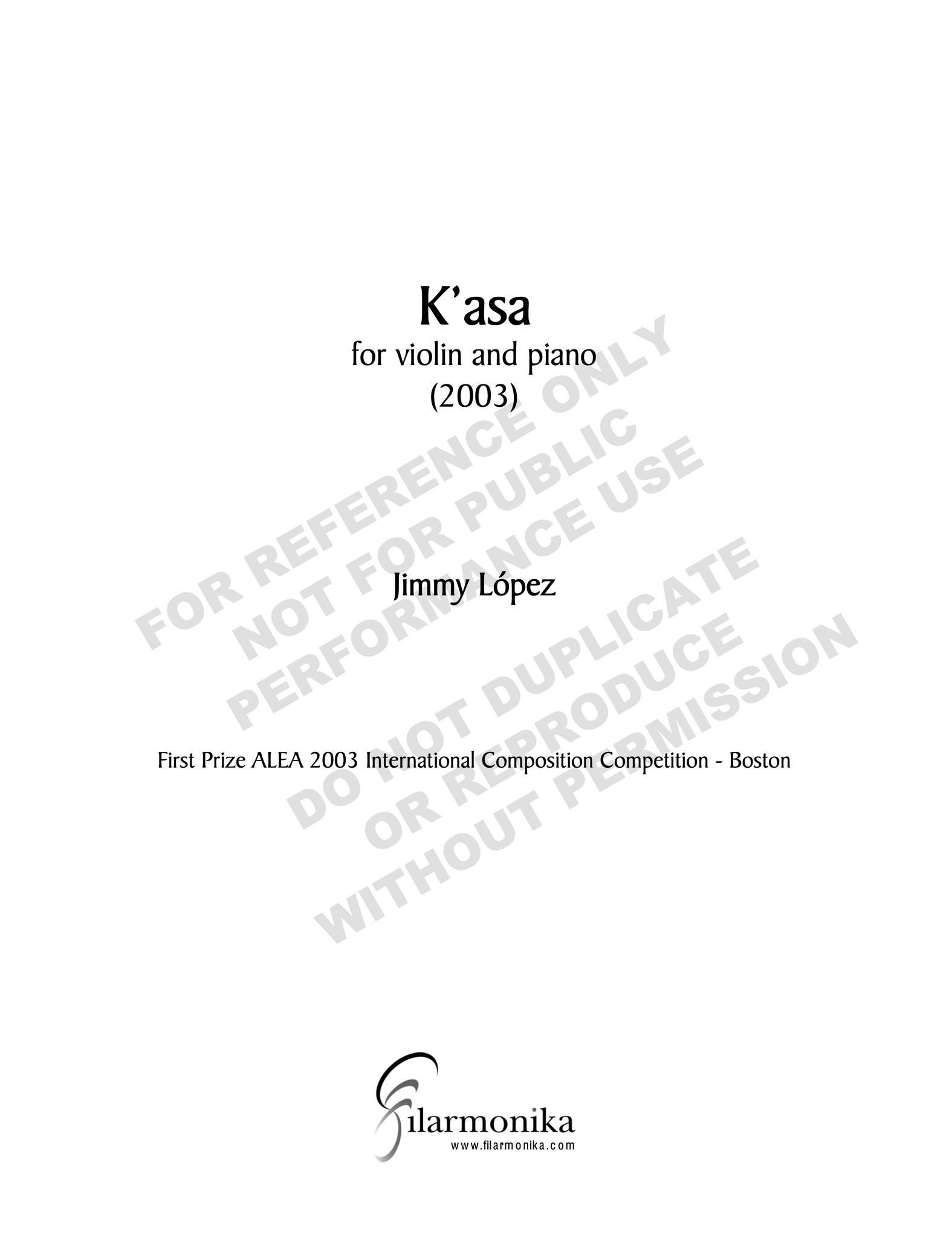 K'asa, for violin and piano