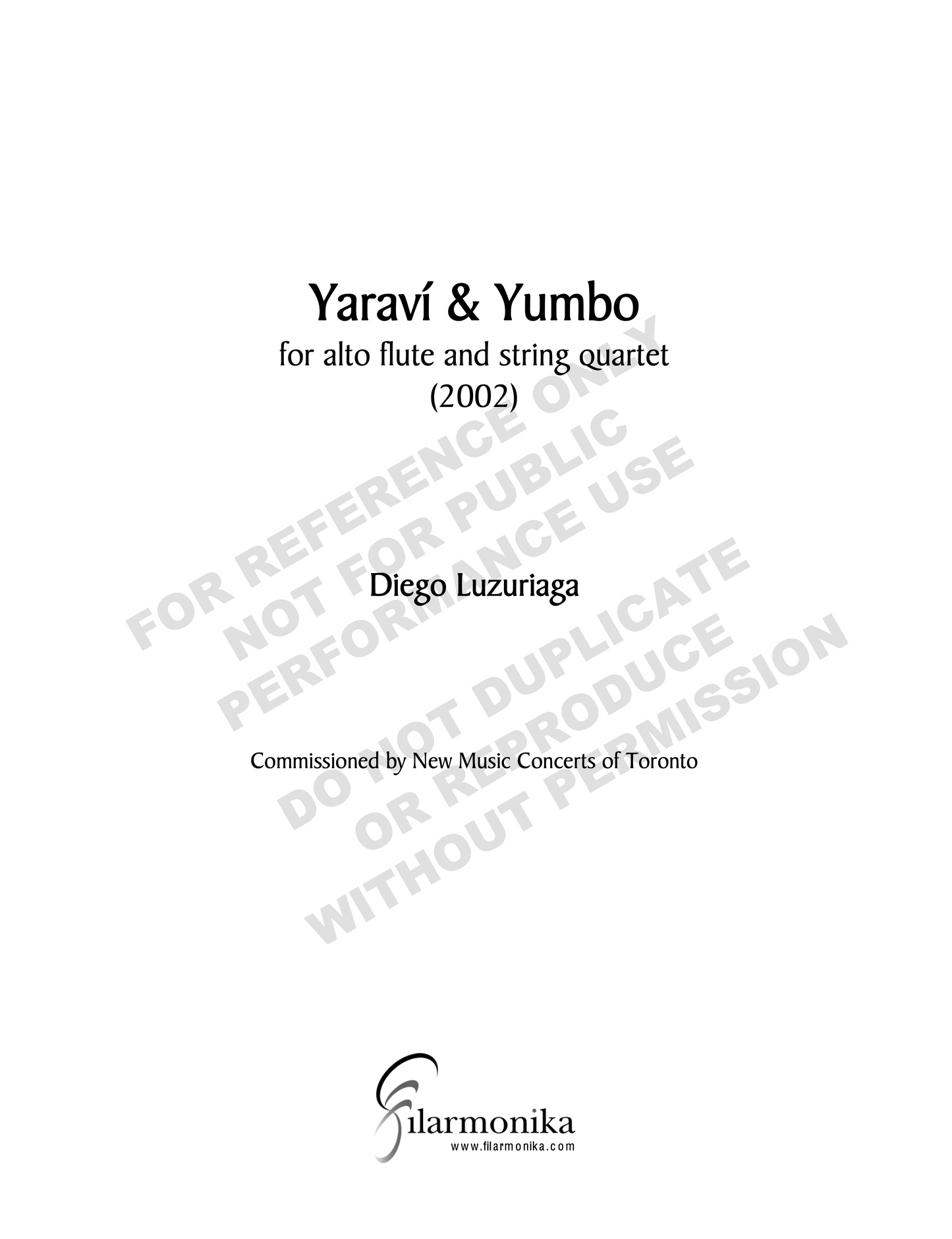 Yaraví y yumbo, for flute and string quartet