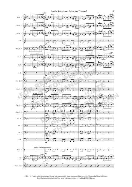Pasillo enredao, for jazz quartet and concert band