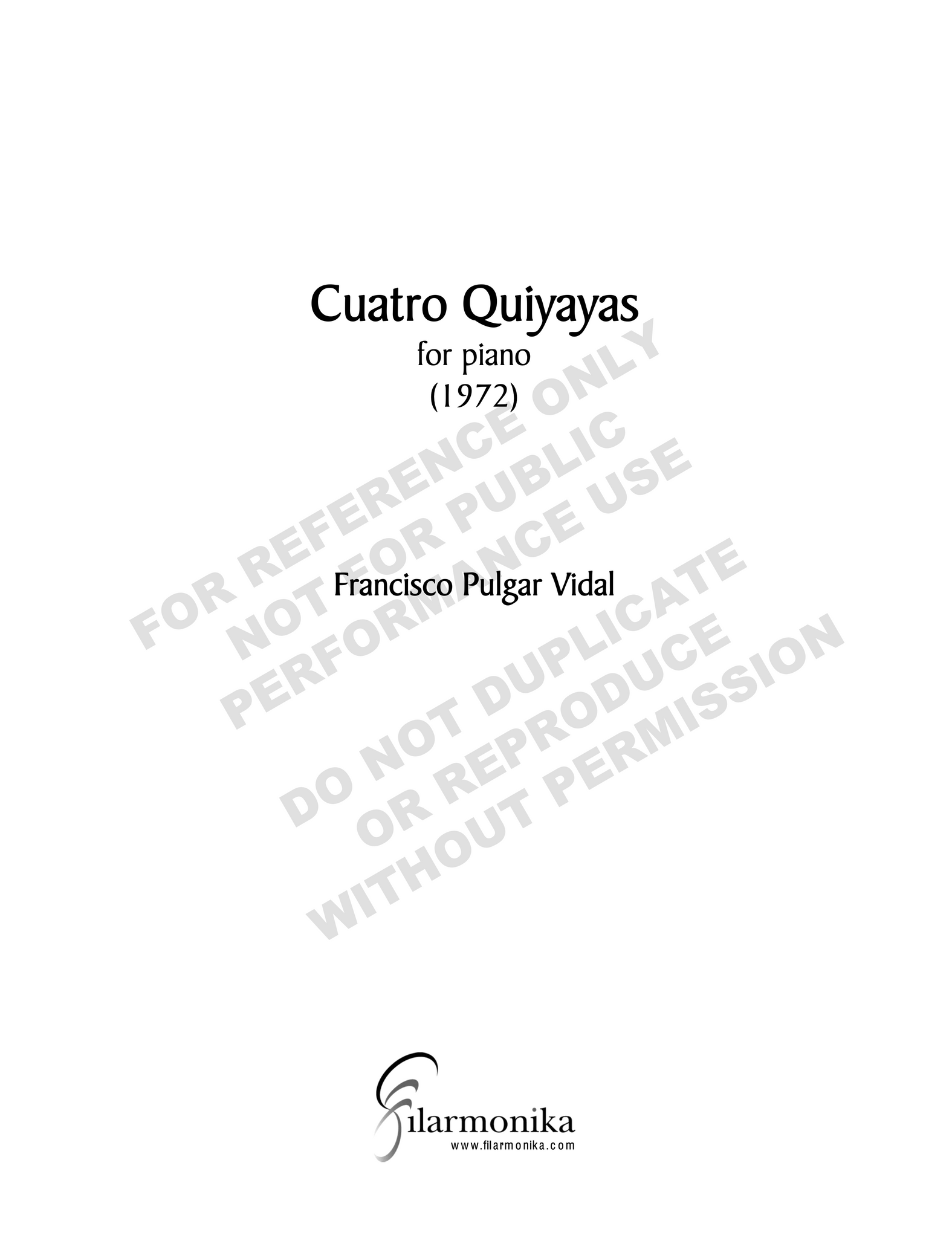 Cuatro quiyayas, for solo piano