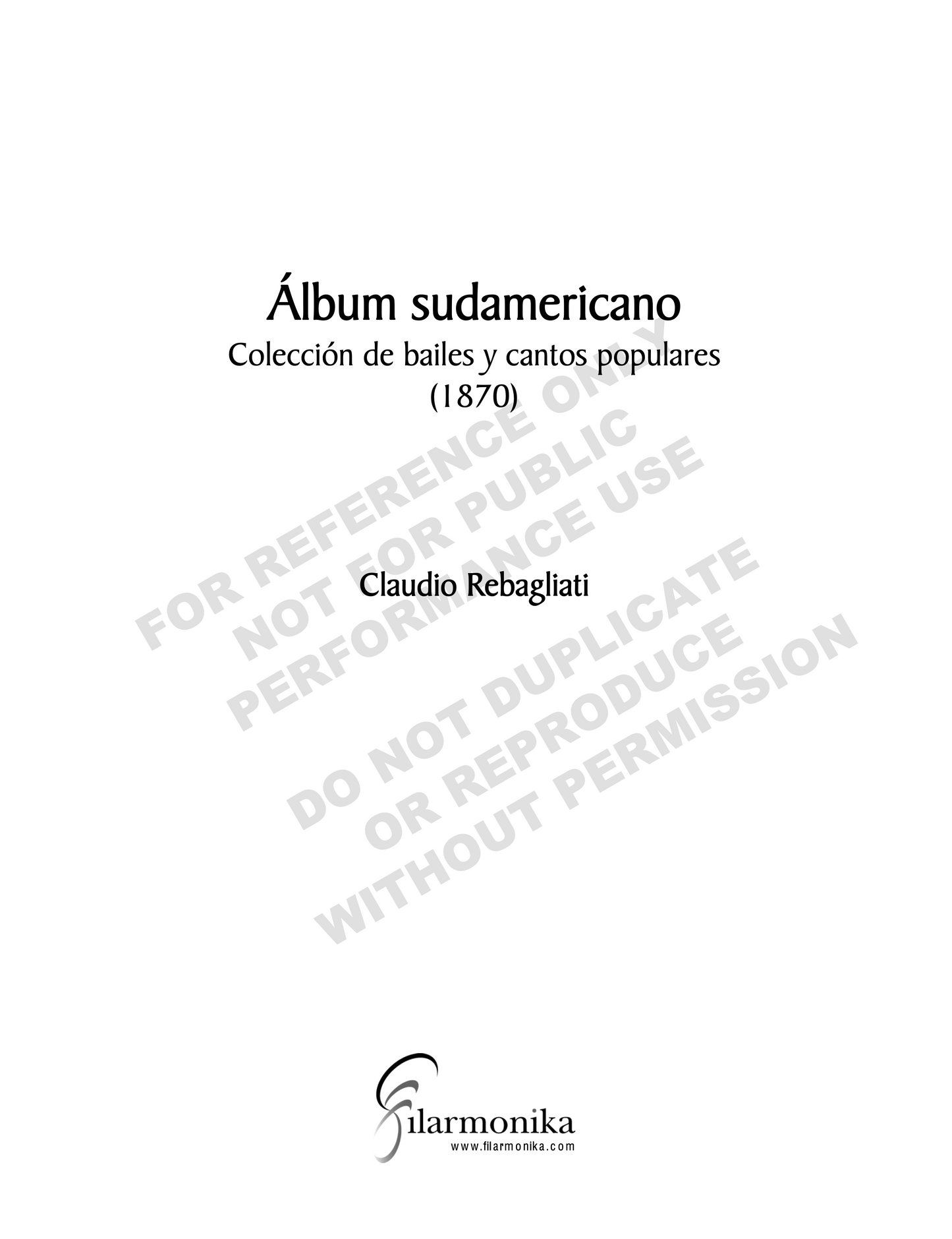 Álbum Sudamericano, Collection of Popular Songs and Dances for solo piano