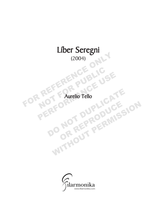 Liber seregni, for ensemble