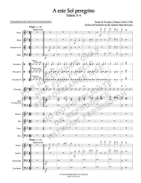 A este sol peregrino, for chorus and ensemble