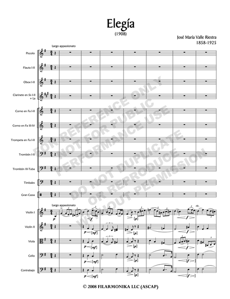Elegía, for orchestra