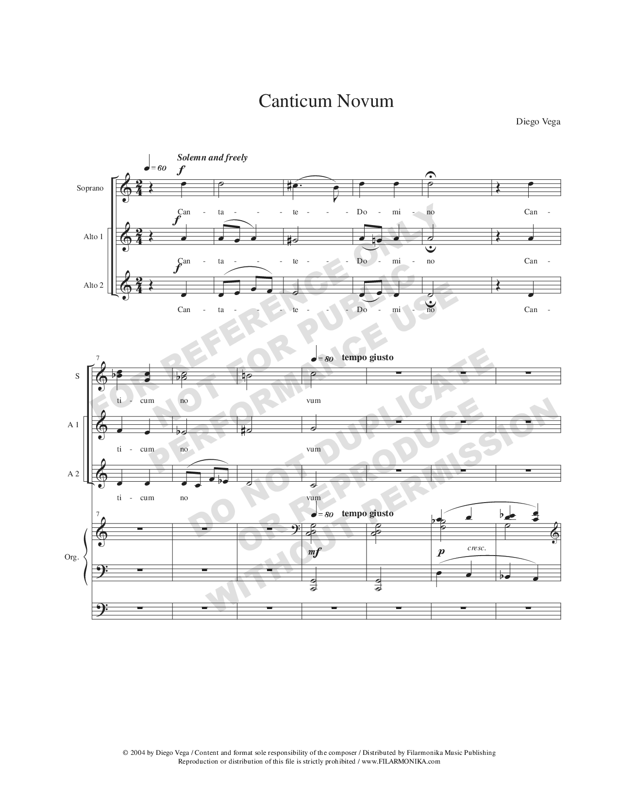 Canticum Novum, for choir and organ