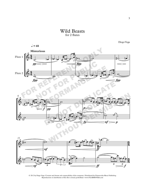 Wild Beasts, for 2 flutes